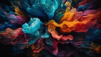 vibrante colores fluir en un cósmico ola generado por ai foto