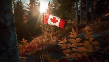 canadiense otoño vibrante colores, tranquilo belleza al aire libre generado por ai foto