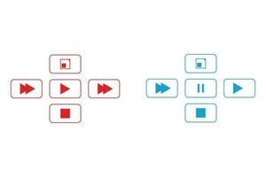 a set of buttons for applications start stop rewind pause and record vector