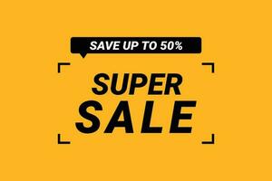 A yellow sign that says super sale. vector