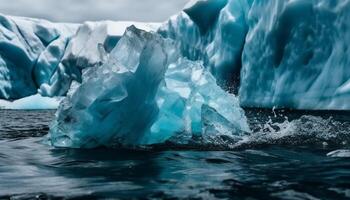 Floating on tranquil, turquoise blue arctic water generated by AI photo