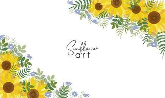 beautiful sunflower invitation card set vector