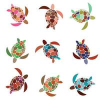 Vector seamless pattern with colorful turtles