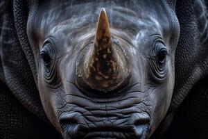 Close up of a rhinoceros with . photo