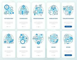 suministro cadena prioridades azul inducción móvil aplicación pantalla colocar. recorrido 5 5 pasos editable gráfico instrucciones con lineal conceptos. ui, ux, gui modelo vector