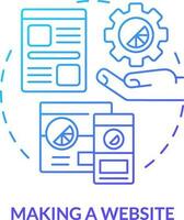 Making website blue gradient concept icon. Programming skill abstract idea thin line illustration. Web design course. Visual content creating. Isolated outline drawing vector