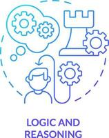 Logic and reasoning blue gradient concept icon. Life skills abstract idea thin line illustration. Logical thinker. Rational conclusion. Isolated outline drawing vector