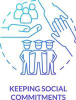 Keeping social commitments blue gradient concept icon. Relationship building abstract idea thin line illustration. Social responsibility. Isolated outline drawing vector