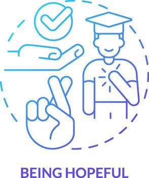 Being hopeful blue gradient concept icon. Resilience skill abstract idea thin line illustration. Have expectations. Optimistic thoughts. Isolated outline drawing vector