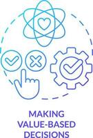 Making value-based decisions blue gradient concept icon. Self-management skill abstract idea thin line illustration. Self-actualization. Isolated outline drawing vector
