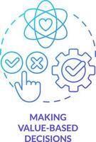 Making value-based decisions blue gradient concept icon. Self-management skill abstract idea thin line illustration. Self-actualization. Isolated outline drawing vector