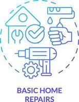 Basic home repairs blue gradient concept icon. Important life skill abstract idea thin line illustration. Home improvement. DIY project. Isolated outline drawing vector