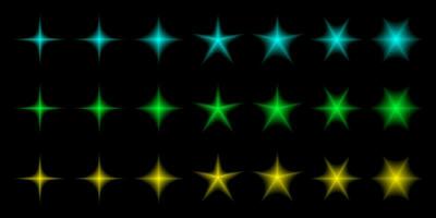 Set of shiny vector objects, design elements, star symbols, y2k aesthetic decorations.
