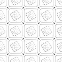 Seamless rounded rectangle with black and white geometric and four-pointed star pattern. vector