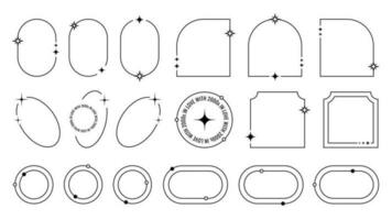 conjunto de diferente marcos en y2k estilo. gráfico línea diseño elementos con marcos, estrellas, texto y puntos antiguo colegio vector decoraciones aislado en blanco antecedentes.