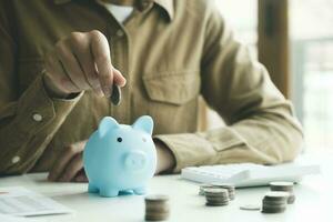 The concept of saving money or savings, investment. photo