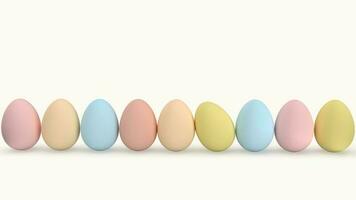 Easter eggs painted in pastel colors on a white background. photo