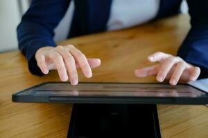 Using online connect technology for business, education and communication. photo