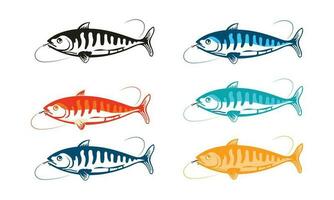 Cute tropical fish bundle set - A picture for coloring. Vector linear fish - animal design element. Aquarium fish - pet. Outline. hand drawing fish vector illustration