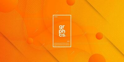 Bright orange abstract background with simple shapes and wavy lines. Trendy and colorful orange design. popular and modern with shadow 3d concept. Eps10 vector