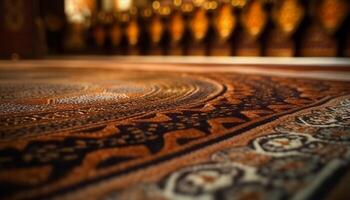 Luxurious old fashioned rug in ancient east Asian design generated by AI photo