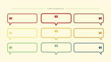 Chat Bubble Style Number Set. Outline Color Markers For Infographic Design Elements Set vector