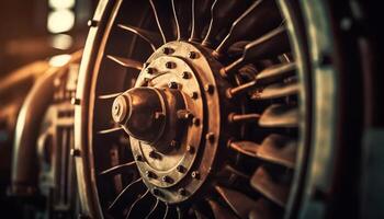 Spinning wheel of old machinery in factory generated by AI photo