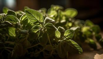 Fresh peppermint leaves for healthy summer salads generated by AI photo