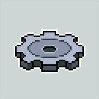 Pixel art illustration Gear icon. Pixelated gear. Gear settings icon pixelated for the pixel art game and icon for website and video game. old school retro. vector