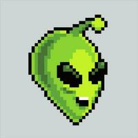 Pixel art illustration UFO Alien icon. Pixelated Alien. Green Alien emoji icon pixelated for the pixel art game and icon for website and video game. old school retro. vector