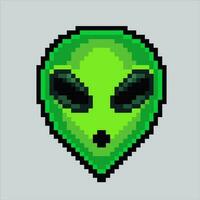 Pixel art illustration UFO Alien icon. Pixelated Alien. Green Alien emoji icon pixelated for the pixel art game and icon for website and video game. old school retro. vector