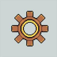 Pixel art illustration Gear icon. Pixelated gear. Gear settings icon pixelated for the pixel art game and icon for website and video game. old school retro. vector