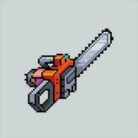 Pixel art illustration Chainsaw. Pixelated Chainsaw tools. Chainsaw lumberjack woodwork pixelated for the pixel art game and icon for website and video game. old school retro. vector