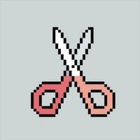 Pixel art illustration Scissors. Pixelated scissors tools. Scissors cutter pixelated for the pixel art game and icon for website and video game. old school retro. vector