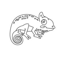 camaleón personaje negro y blanco vector ilustración colorante libro para niños