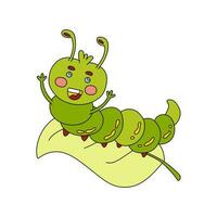 Caterpillar Doodle Vector color illustration Isolated on white background