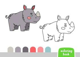 Coloring Book for Kids Rhino Page for Books Magazines Vector Illustration Template