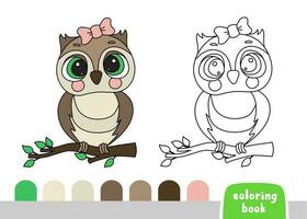 Coloring Book for Kids Owl Page for Books Magazines Vector Illustration Template