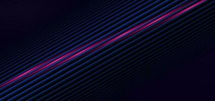 Abstract technology futuristic glowing blue and pink light lines with speed motion blur effect on dark blue background. vector