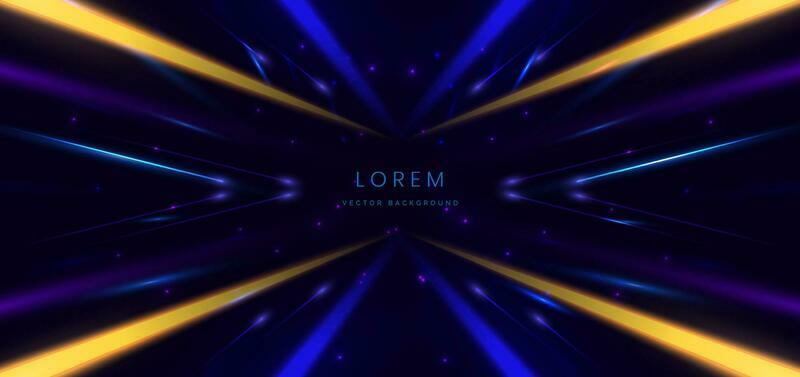 Abstract technology futuristic glowing neon blue and yellow light lines with speed motion movingon dark blue background.