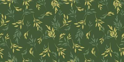 Floral seamless pattern with grass and leaves. Vector design for paper, cover, fabric, interior decor and other use