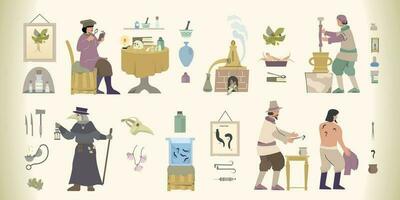 Ancient Medicine Icon Set vector