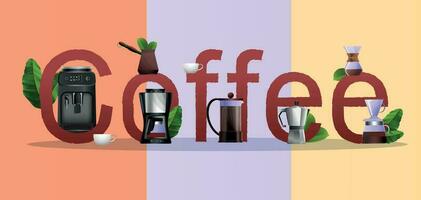 Coffee Equipment Typography Poster vector