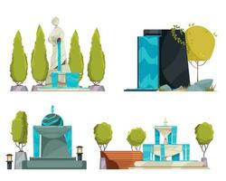 Fountains Compositions Set vector