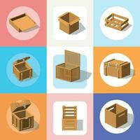 Boxes Round Compositions Set vector