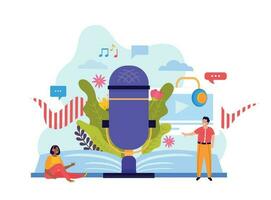 Podcast Flat Composition vector