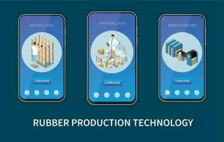 Rubber Production Technology Mobile App Set vector