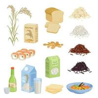 Rice Products Flat Set vector