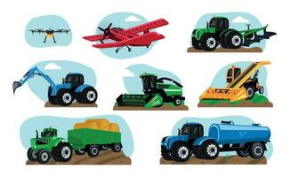 Agricultural Machines Compositions Set vector