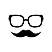 glasses and mustache flat style vector icon